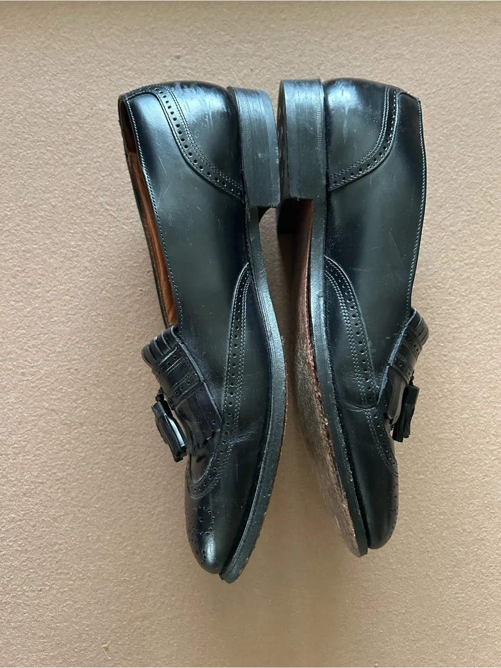 Bostonian Black Leather Tassel Kiltie Loafers